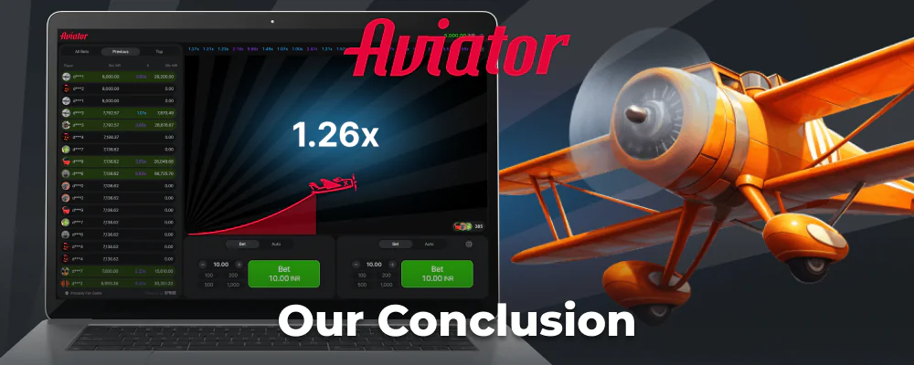 Our conclusion on the game Aviator for Indian players